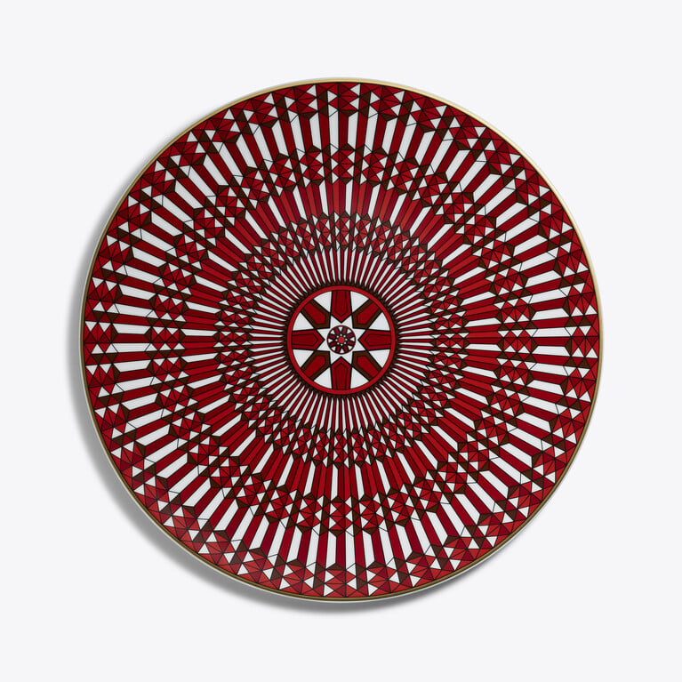 Assiette de Pr&eacute;sentation Arcadia Rouge Baccarat en Porcelaine Rouge Voir 1