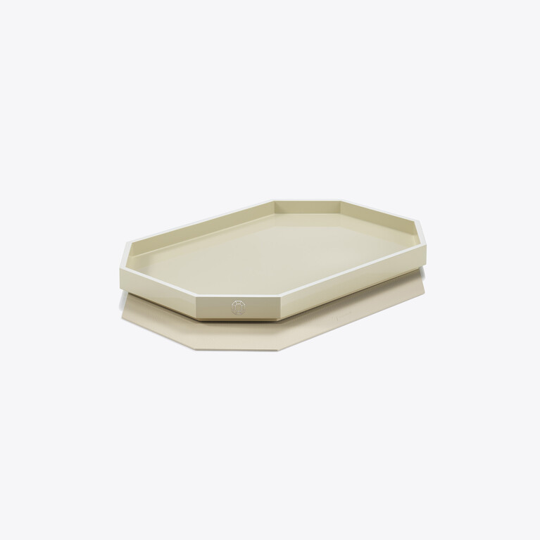 옥타곤 트레이 S (Octogone Tray S) Baccarat, 화이트 재활용 가죽로 만든 보기 2