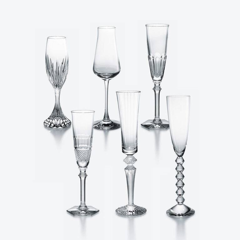 Bubble Box Flutes Set Baccarat, Champagne flute in Crystal Clear
