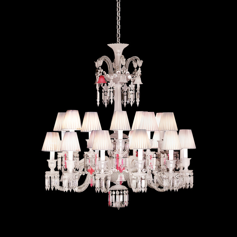 Zénith Flou, Je te Vois Flou Chandelier (24L) Baccarat in Crystal Pink
