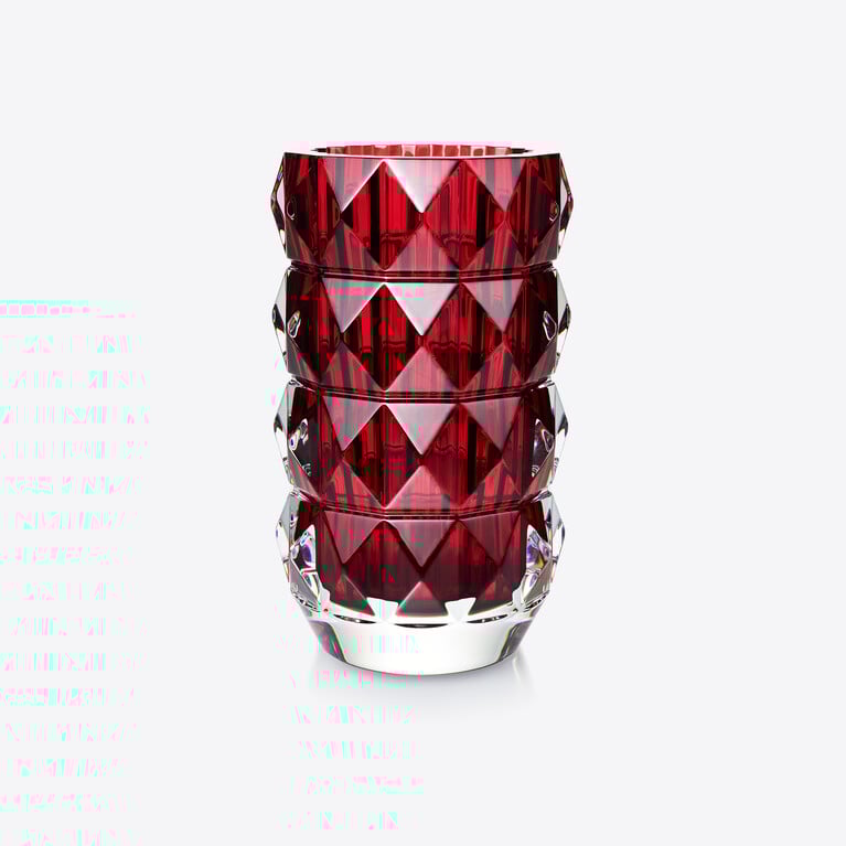 Louxor Round Vase M Baccarat in Red Crystal