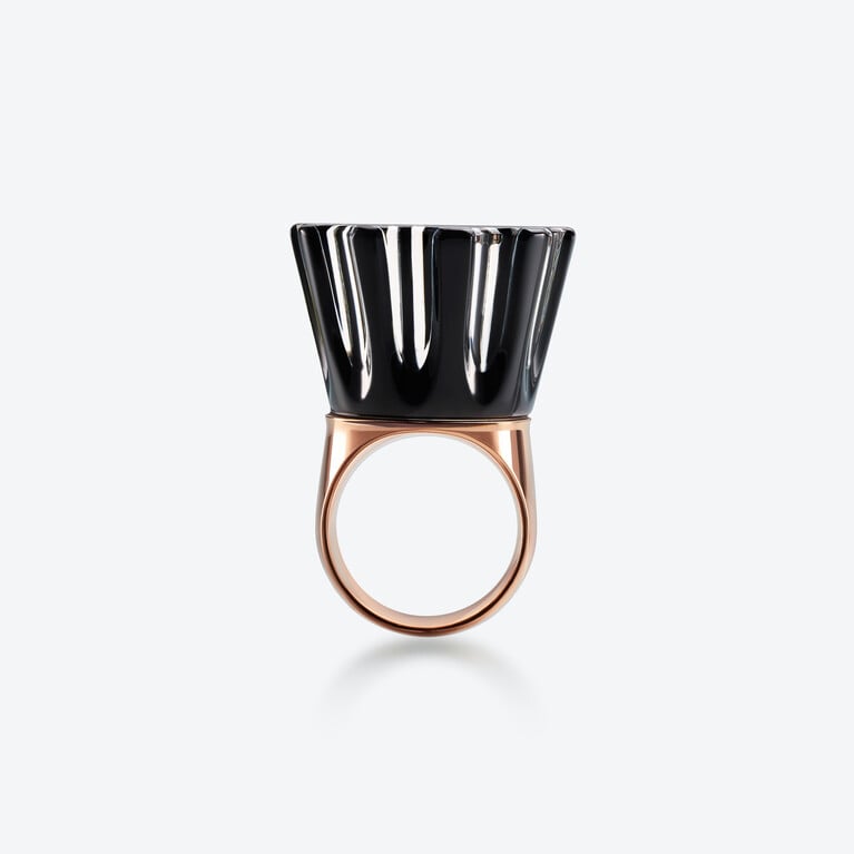 L'Eclat de Talleyrand Empress Rose Gold Plated Ring Baccarat in Vermeil Black