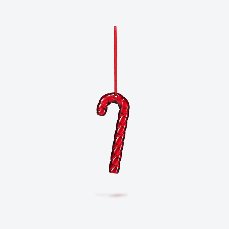 Candy Cane Ornament Red Baccarat in Crystal Red