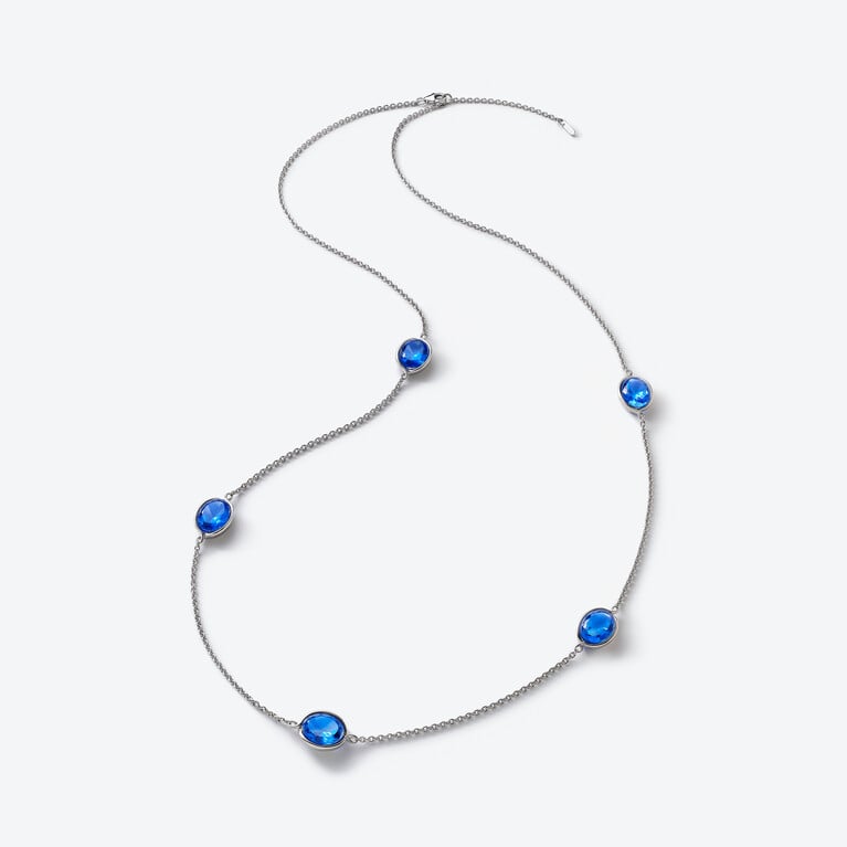 Crois&eacute; Silver Long Necklace Baccarat in Blue Silver View 1