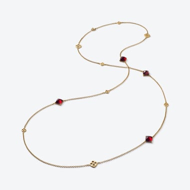 Mini M&eacute;dicis Gold Plated Long Necklace Baccarat in Gold Plated Red