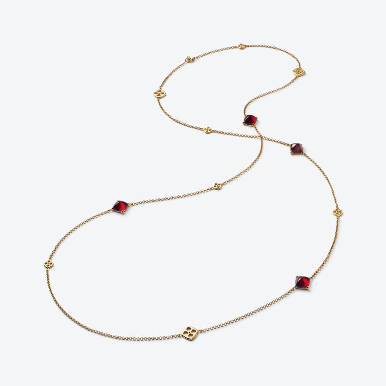Mini M&eacute;dicis Gold Plated Long Necklace Baccarat in Gold Plated Red