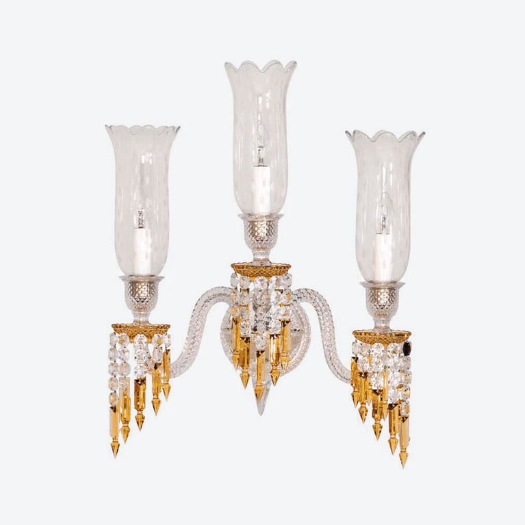 Zénith Wandleuchte Charleston (3L) Baccarat in Gelbem Kristall