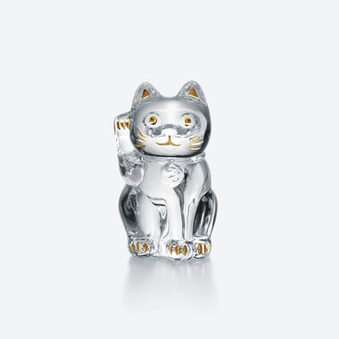 Cat Maneki Neko Figurine M Baccarat in Crystal Gold