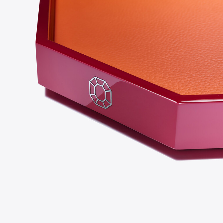 Octogone Tray M Baccarat in Lacquer Orange
