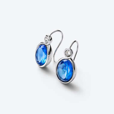 Croisé Silver Earrings Blue View 1