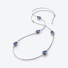 Select Fleurs de Psyd&eacute;lic Silver Long Necklace Baccarat in Silver Blue