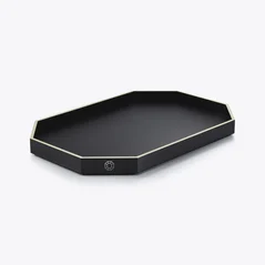 Select Octogone Tray L Baccarat in Recycled leather Black