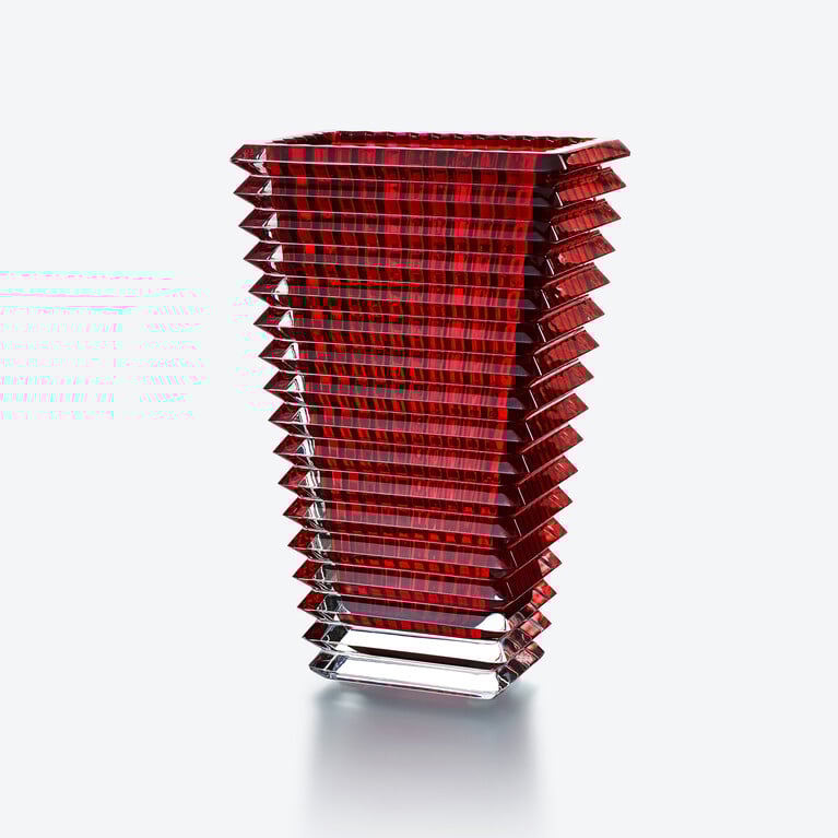 Eye Rectangular Vase L Baccarat in Crystal Red