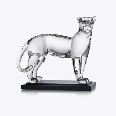Large Panther Sculpture Baccarat in Crystal Clear