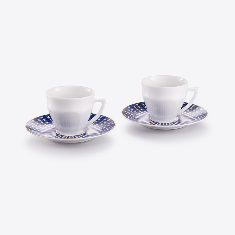 Arcadia Talleyrand Blue Coffee Cups & Saucers Baccarat in Porcelain Blue View 1
