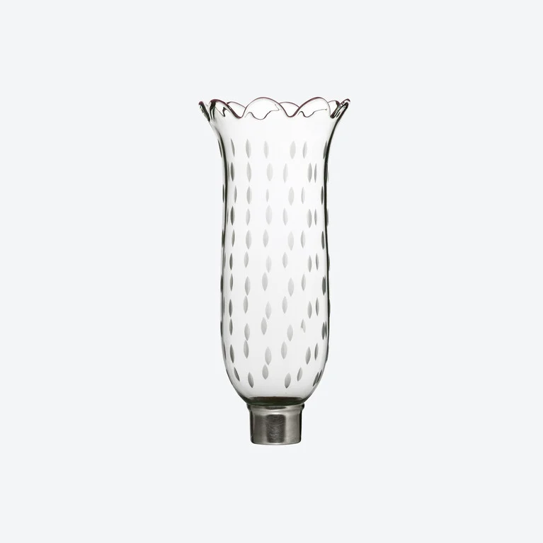 Tulip Hurricane Shade Scalloped Top Rice Grain Baccarat in Clear Crystal View 1