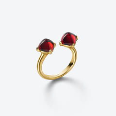 Select Mini Bague M&eacute;dicis Toi&Moi Vermeil Baccarat en Argent plaqu&eacute; or 18 carats Rouge