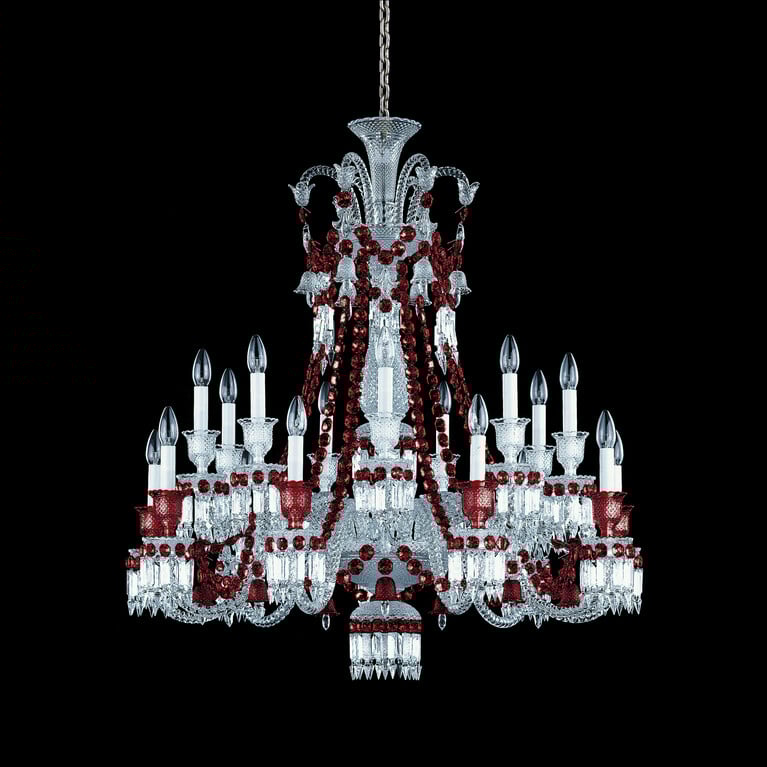 Zénith Chandelier Red (18L) Baccarat in Crystal Red