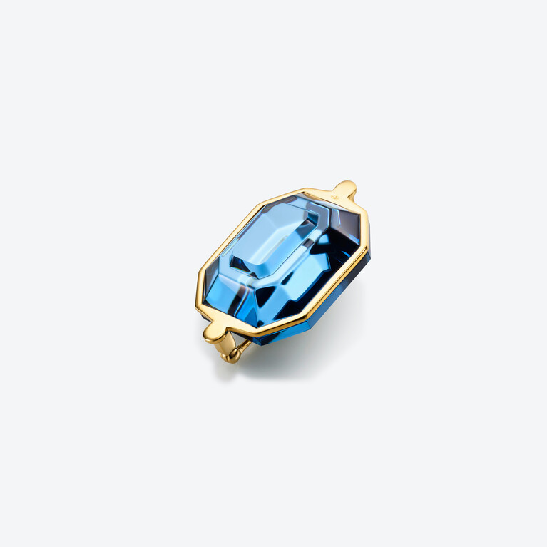 Harcourt Gold plated Brooch Baccarat in 18-Karat Gold-Plated Blue