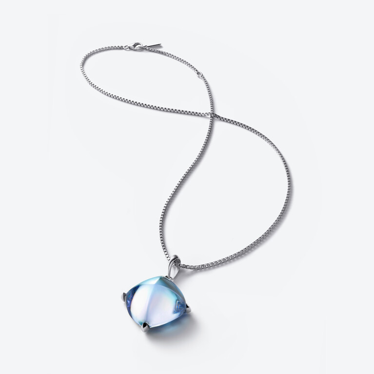 M&eacute;dicis Silver Long Necklace Baccarat in Silver Blue
