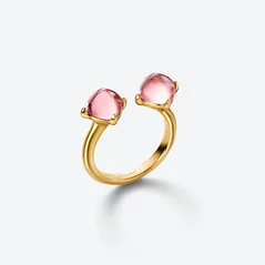 Select Mini M&eacute;dicis Toi&Moi Gold Plated Ring Baccarat in 18-Karat Gold-Plated Pink