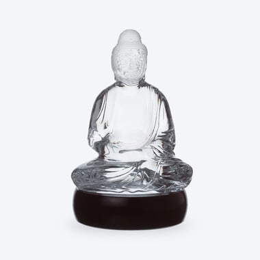 Sculpture Bouddha Baccarat en Cristal Clair