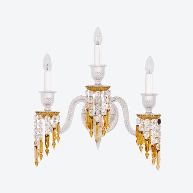 Zénith Wandleuchte Charleston (3L) Baccarat in Gelbem Kristall