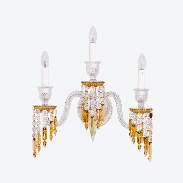 Zénith Wandleuchte Charleston (3L) Baccarat in Gelbem Kristall