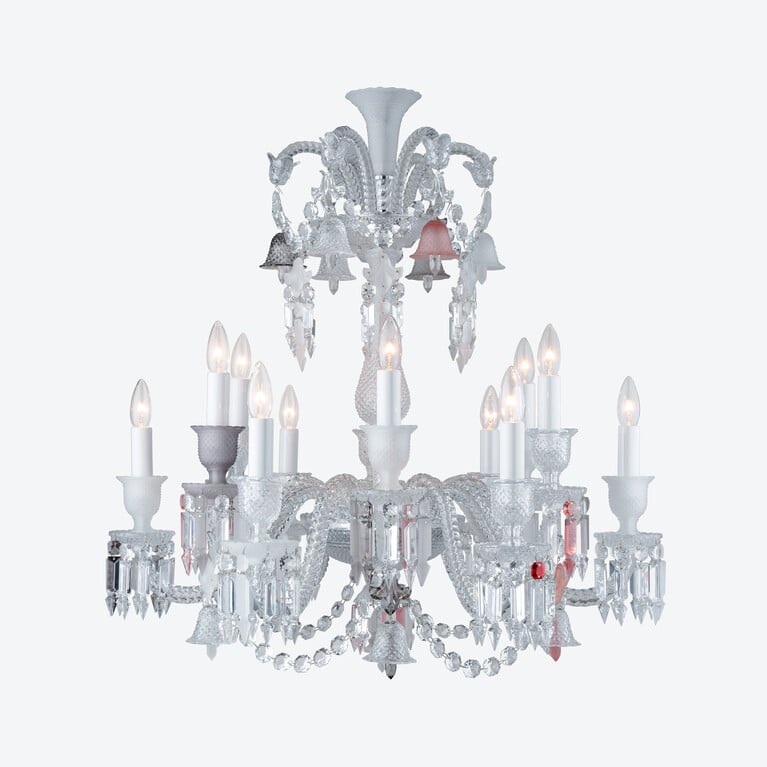 Zénith Flou, Je te Vois Flou Chandelier (12L) Baccarat in Crystal Pink