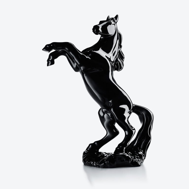 Sculpture Cheval P&eacute;gasus Baccarat en Cristal Noir