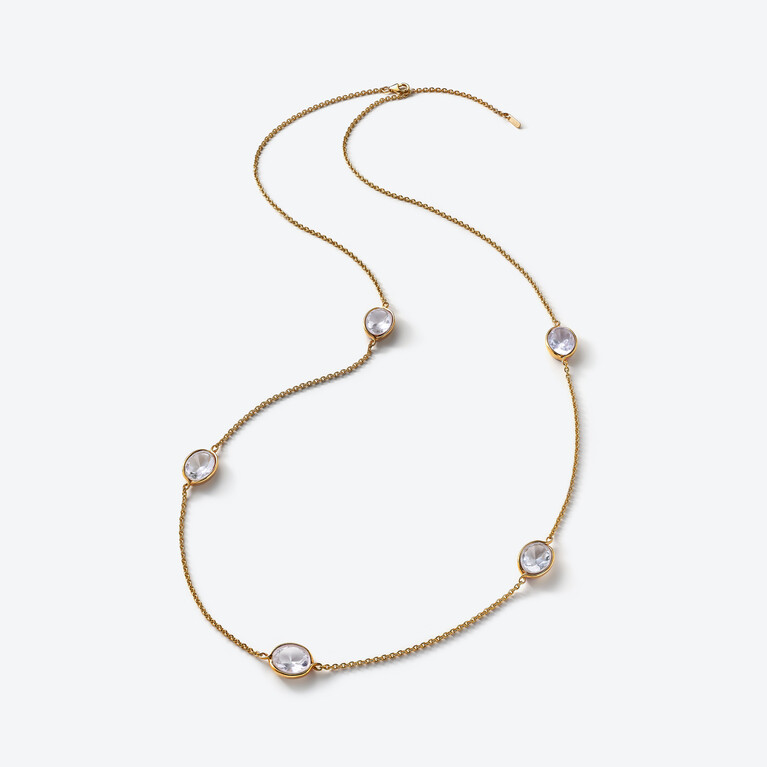 Crois&eacute; Gold Plated Long Necklace Baccarat in 18-Karat Gold-Plated Clear View 1