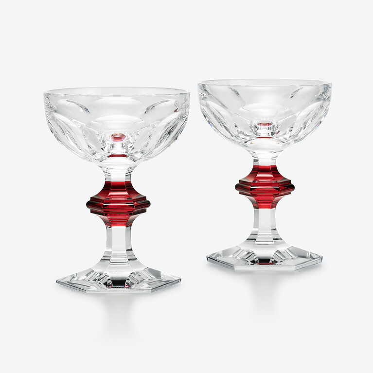 HARCOURT 1841 香檳杯 Baccarat, 紅色水晶的碟型香檳杯