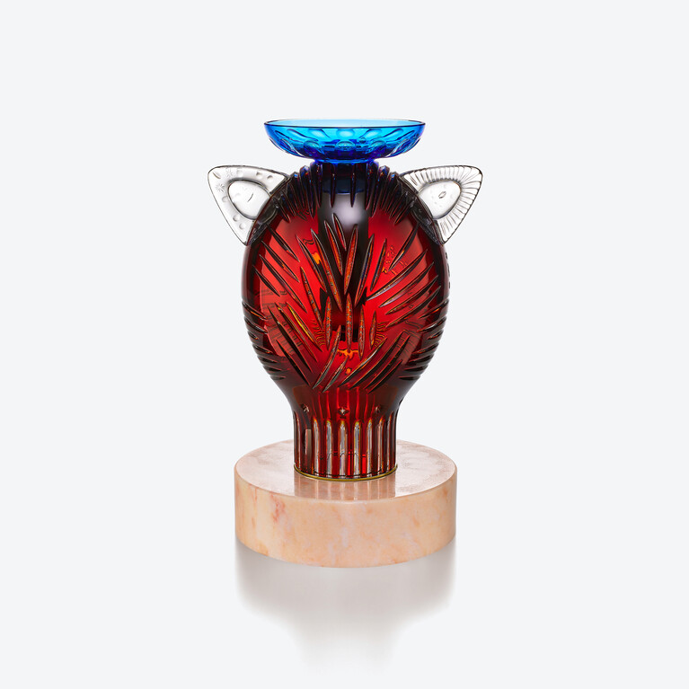 Sculpture Renard Faunacrystopolis Baccarat en Cristal Orange Voir 3