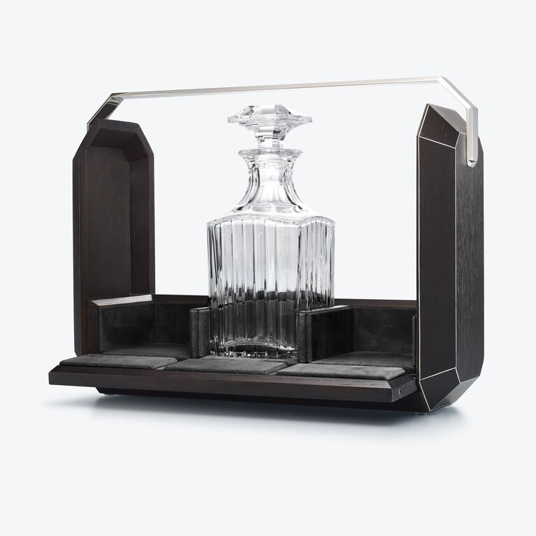 Tantalus Octogone Ch&ecirc;ne Noir Baccarat en Bois Noir Voir 2