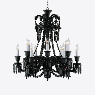 Lustre Z&eacute;nith Noir (12L) Baccarat en Cristal Noir