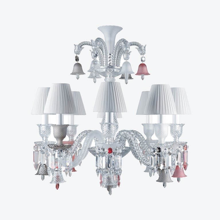 Lustre Zénith Flou, Je te Vois Flou (8L) Baccarat en Cristal Rose