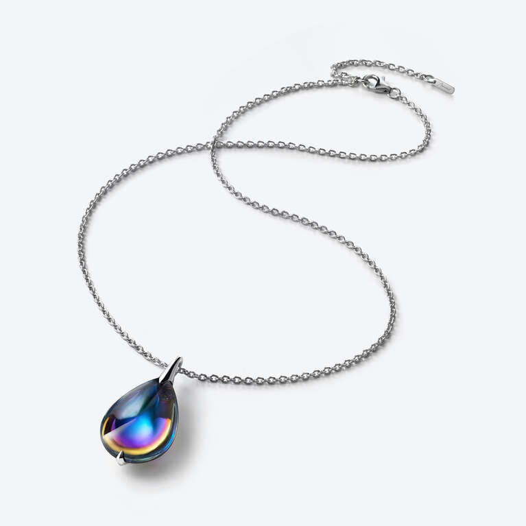 Fleurs de Psydélic Silver Necklace Blue Scarabee