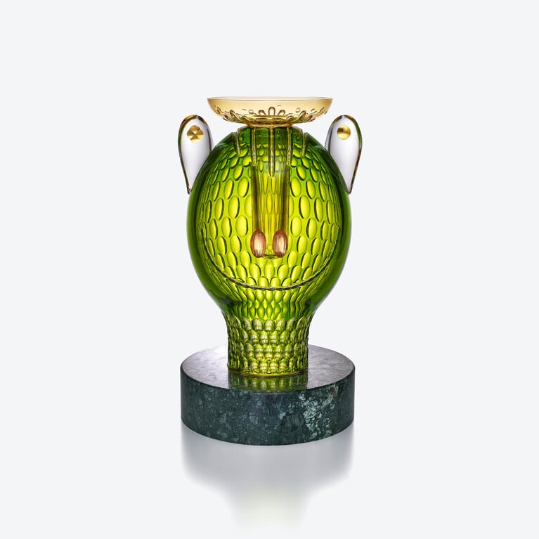 Faunacrystopolis Frog Sculpture Baccarat in Crystal Green View 1