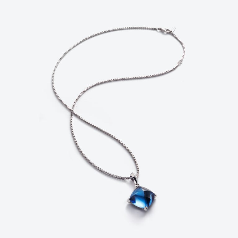 M&eacute;dicis Silver Necklace Baccarat in Silver Blue View 1