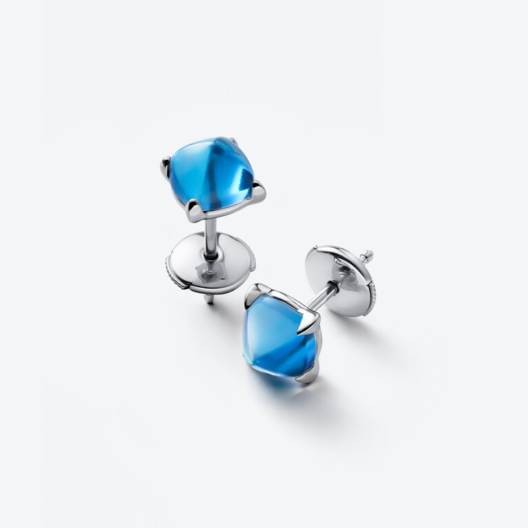 Boucles d'Oreilles Médicis Argent Bleu Riviera Baccarat