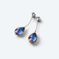 Select Fleurs de Psyd&eacute;lic Silver Earrings Baccarat in Silver Blue