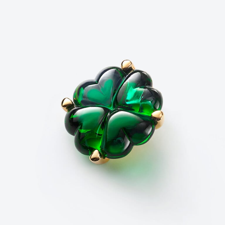Pendentif Tr&egrave;fle Vermeil Baccarat en Argent plaqu&eacute; or 18 carats Vert Voir 1