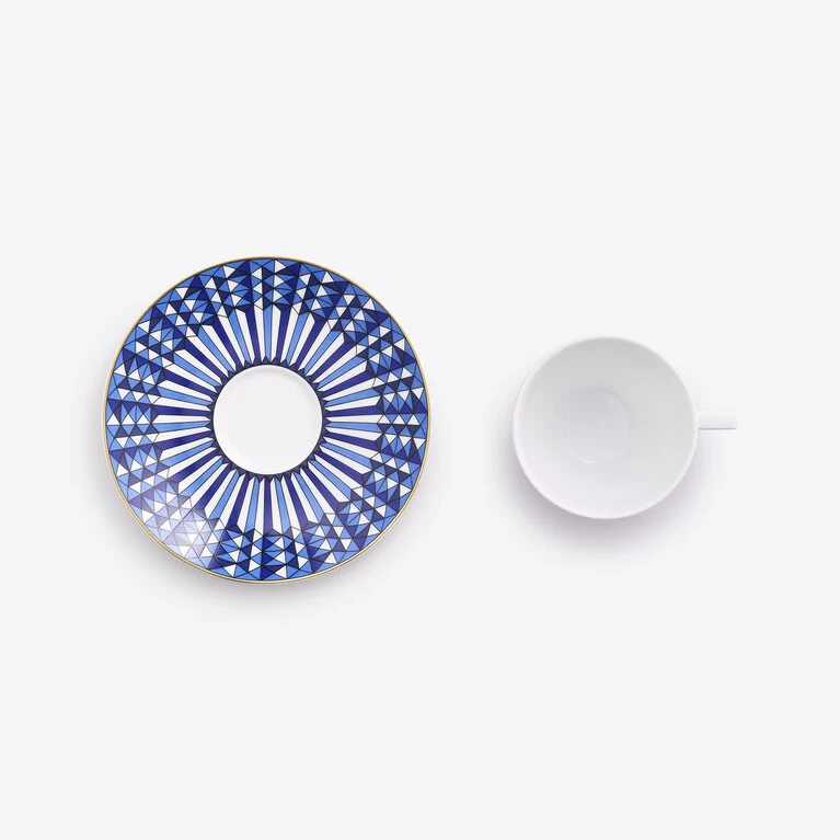 Arcadia Talleyrand Blue Coffee Cups & Saucers Baccarat in Porcelain Blue View 2