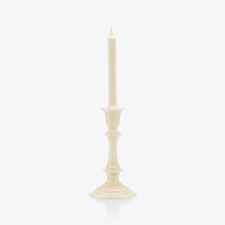 Harcourt Candlestick-Kerze Baccarat in Weißem Wachs