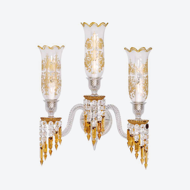 Zénith Wandleuchte Charleston (3L) Baccarat in Gelbem Kristall