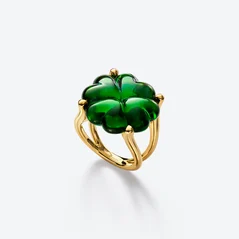 Select Bague Tr&egrave;fle Vermeil Baccarat en Argent plaqu&eacute; or 18 carats Vert