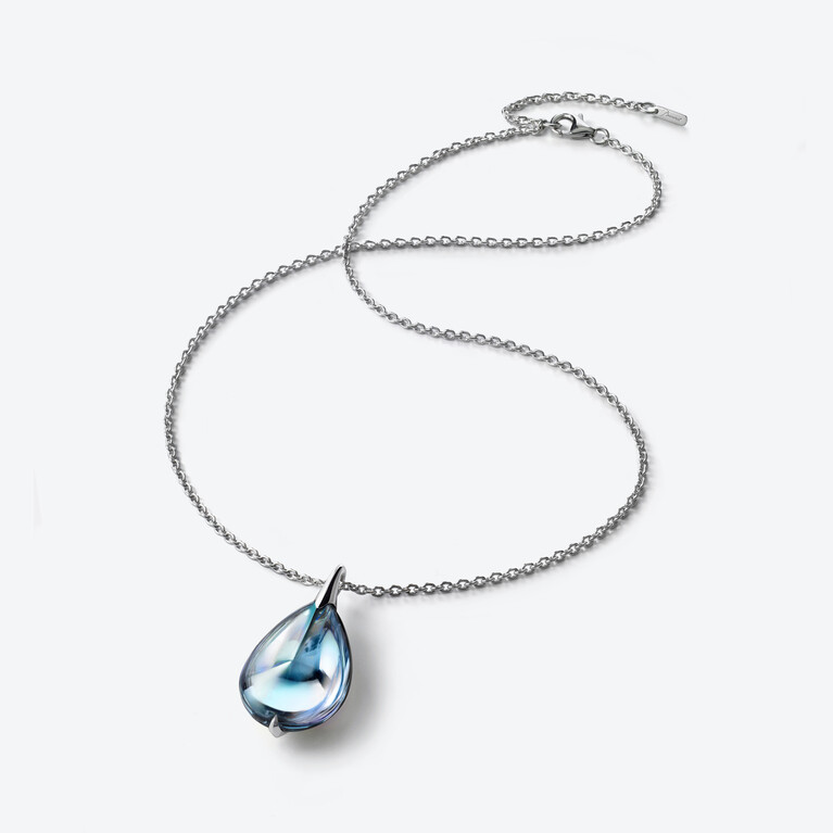 Collier Fleurs de Psyd&eacute;lic Argent Baccarat en Argent Bleu