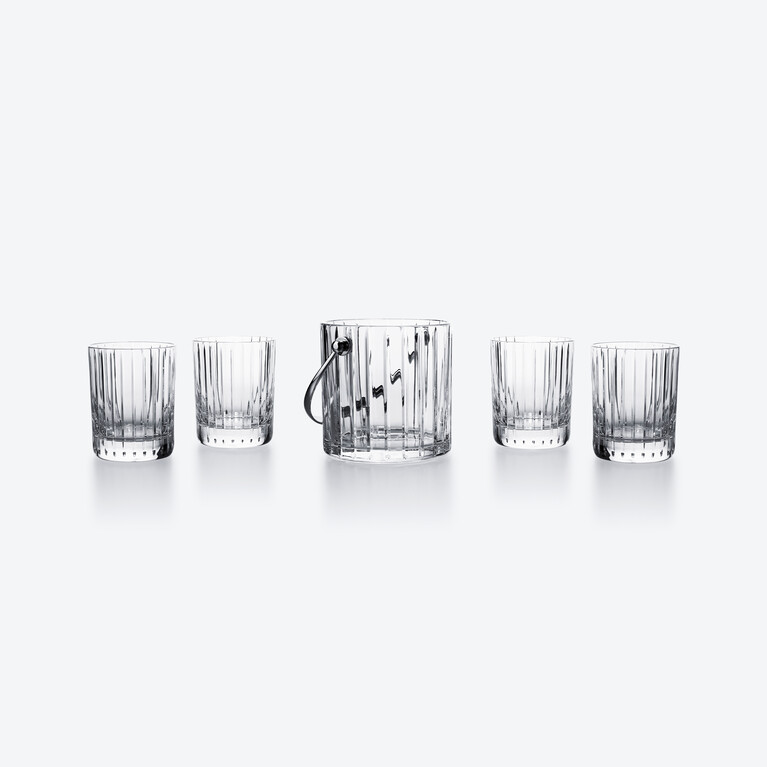 Harmonie On The Rocks Tumblers and Ice Bucket Set Baccarat, 透明水晶的烈酒杯