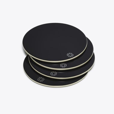옥타곤 코스터(Octogone Coasters) x4 Baccarat, 블랙 래커로 만든