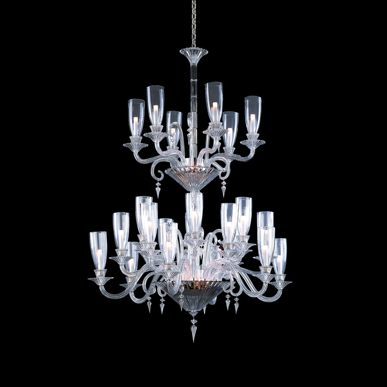 Mille Nuits Chandelier Hurricane Shades (24L) Baccarat in Crystal Clear